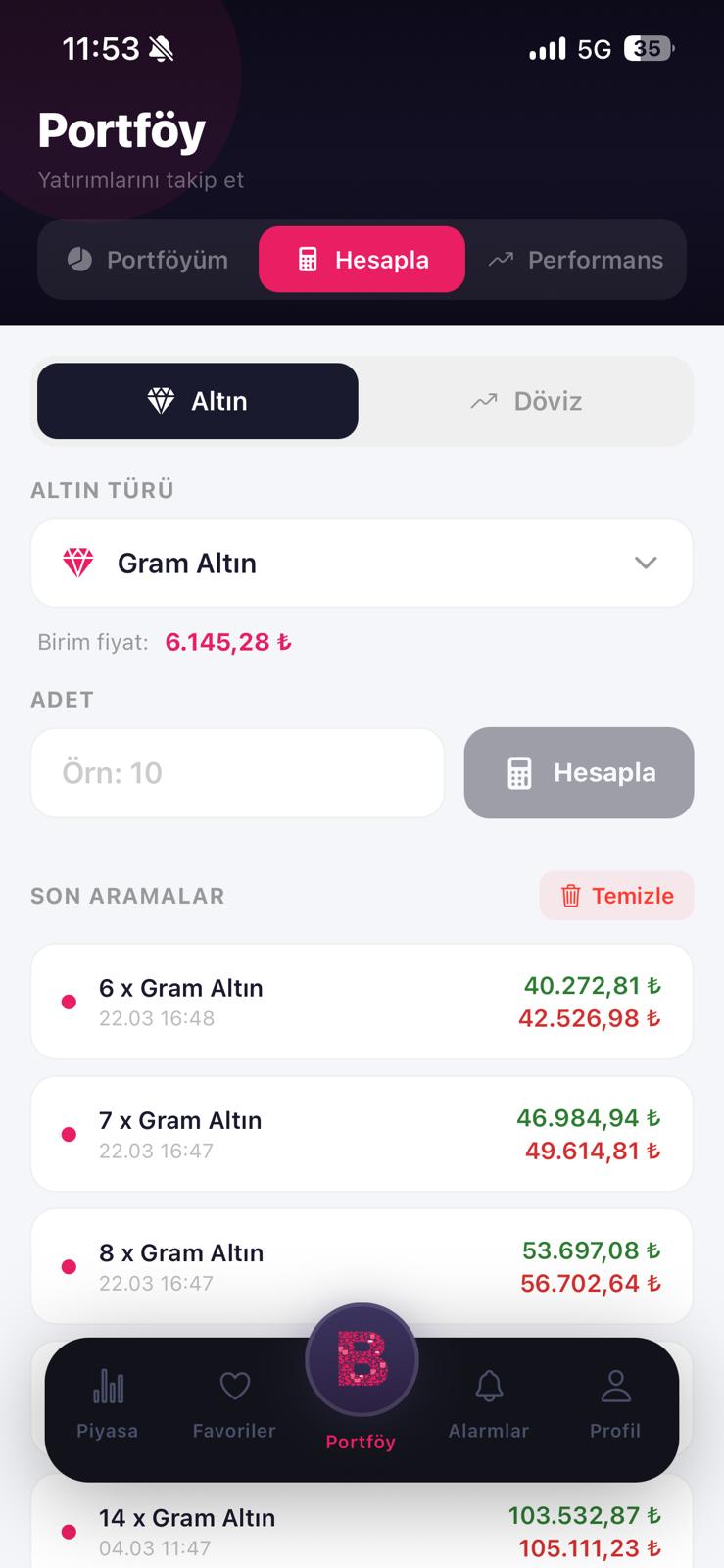 Altın & döviz hesaplama